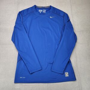 Nike Pro Combat Shirt Mens M Blue Long Sleeve Fitted Dri-Fit Performance Vented